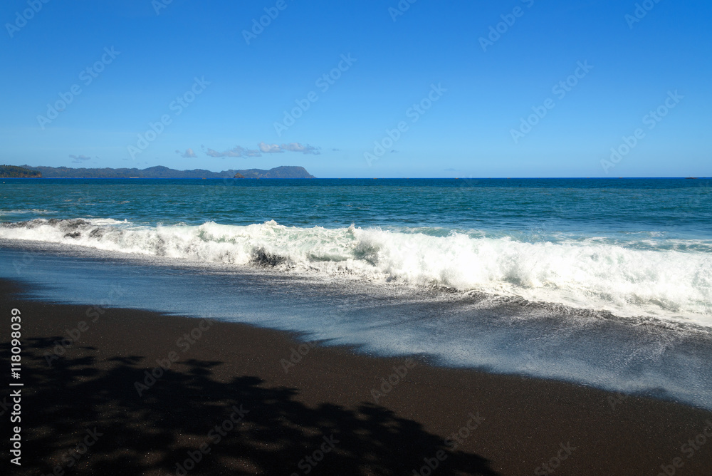 Black sand volcanic beach