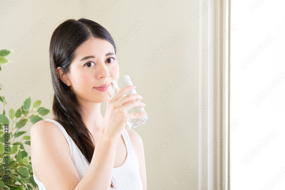 Happy Healthy Woman With Glass Of Water with Diet Concept Happy Healthy Woman With Glass Of Water with Diet Concept