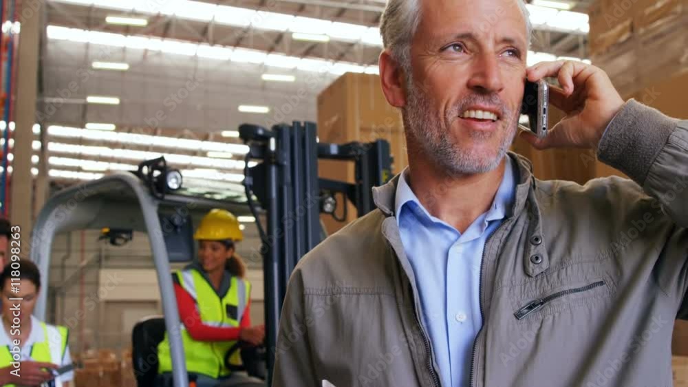 Warehouse workers working together Warehouse workers working together