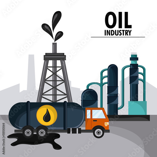 tower truck oil industry production petroleum icon, vector illustration