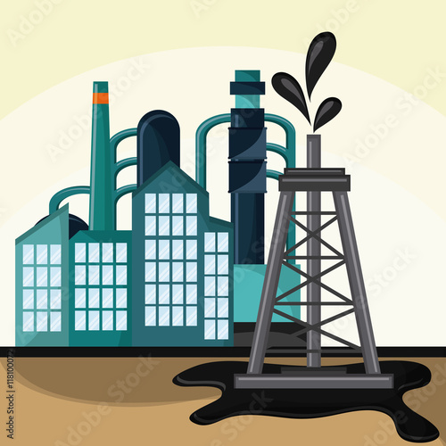 tower oil industry production petroleum icon, vector illustration
