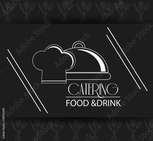 chefs hat plate catering service menu food icon. Silhouette illustration