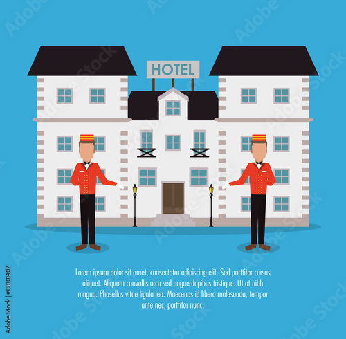 building bellboy hotel service icon. Colorfull and flat illustration, vector