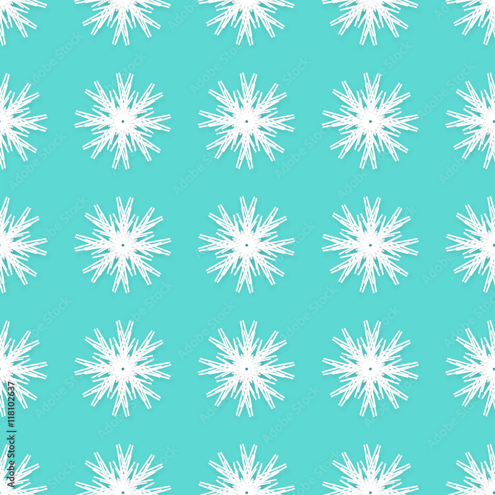 Origami snowflakes seamless pattern on blue background. Paper cut abstract vector illustration Origami snowflakes seamless pattern on blue background. Paper cut abstract vector illustration