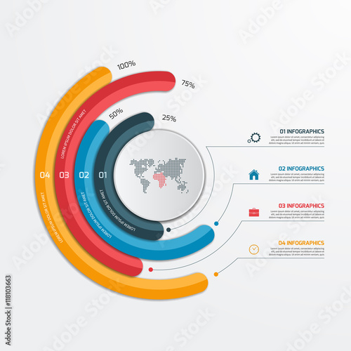 Circle infographic template with 4 options. Business concept. 