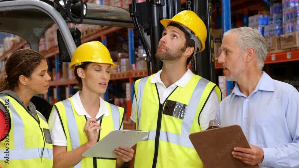 Warehouse workers working together Warehouse workers working together