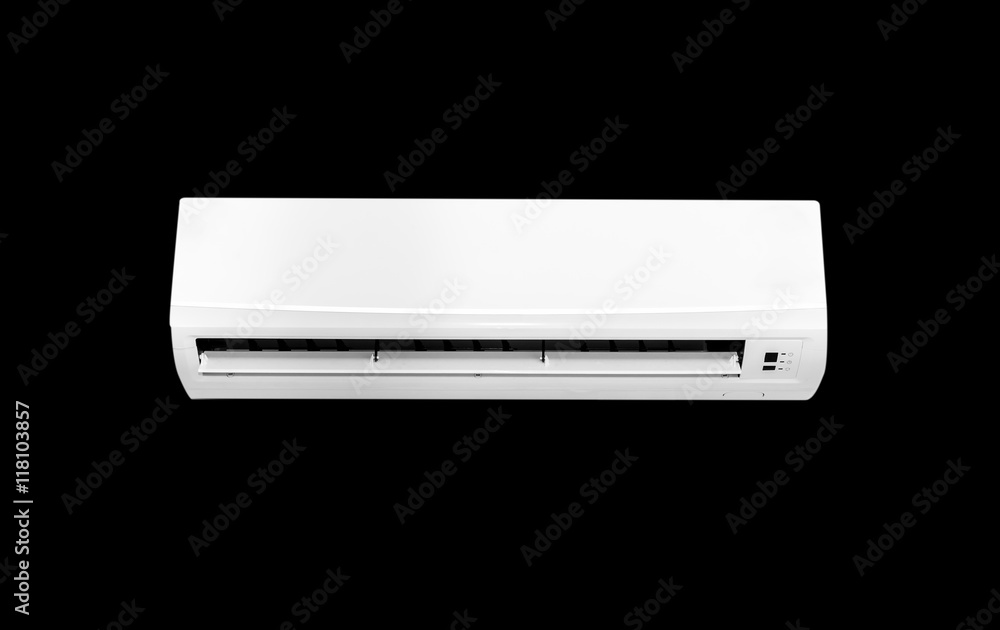 White color air conditioner machine isolated on Black background White color air conditioner machine isolated on Black background