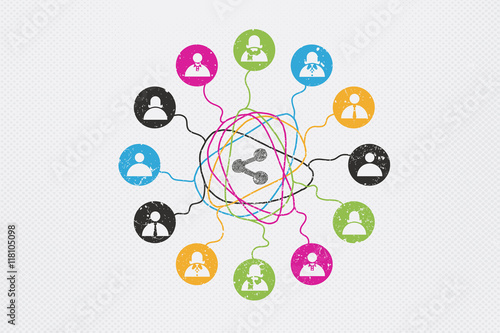 Social Network concept with complicated line of people connected to each others.