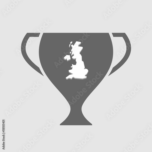 Isolated award cup icon with  a map of the UK