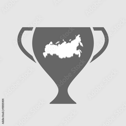 Isolated award cup icon with  a map of Russia