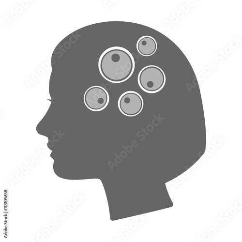 Isolated female head silhouette icon with oocytes