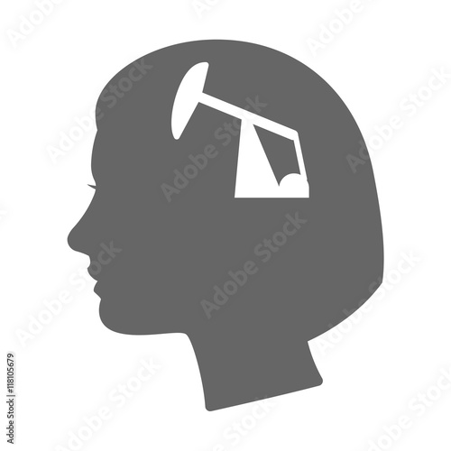 Isolated female head silhouette icon with a horsehead pump