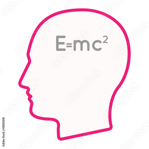 Isolated male head silhouette icon with the Theory of Relativity