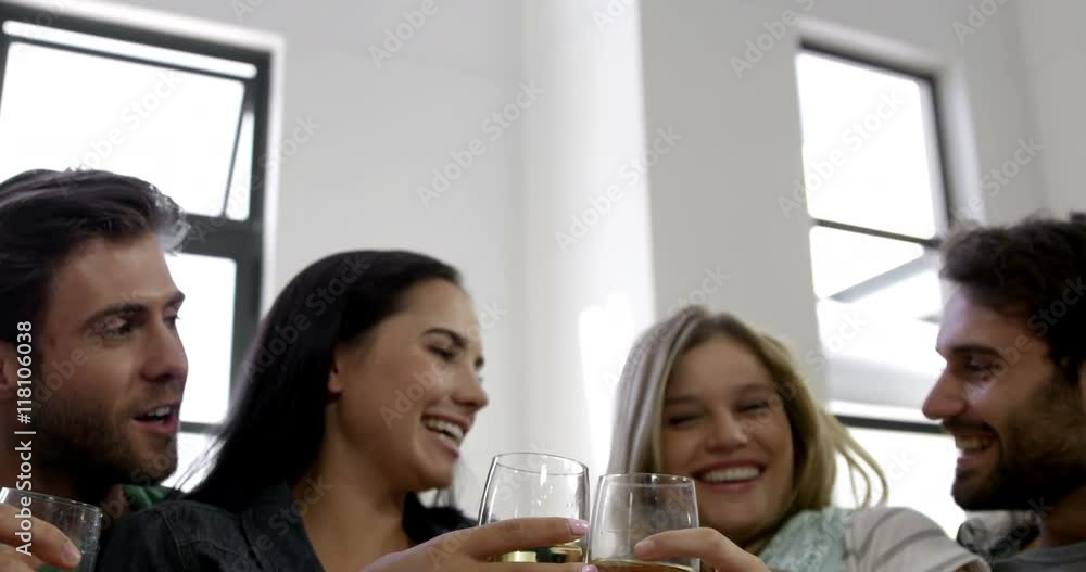 Happy couple toasting together at home Happy couple toasting together at home