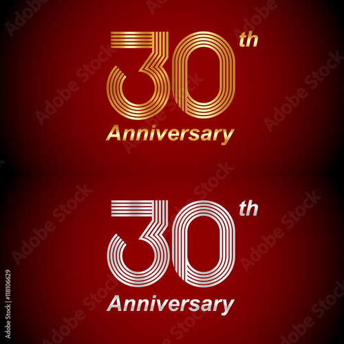 30 years anniversary Gold and Silvey Template logo