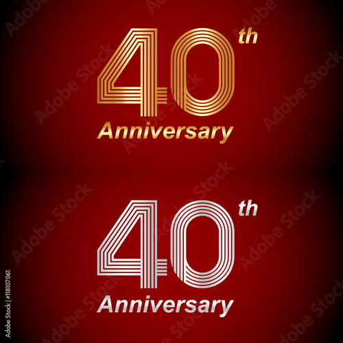 40 years anniversary Gold and Silvey Template logo