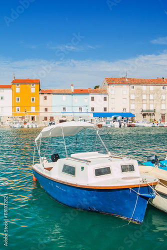  Fishing boats in marine in town of Cres, waterfront, Island of Cres, Kvarner, Croatia 