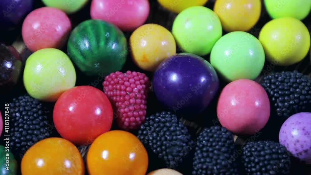 Multi-colored sweets and chewing gum Multi-colored sweets and chewing gum