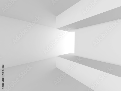 White empty interior. Abstract architecture background. 3d render illustration