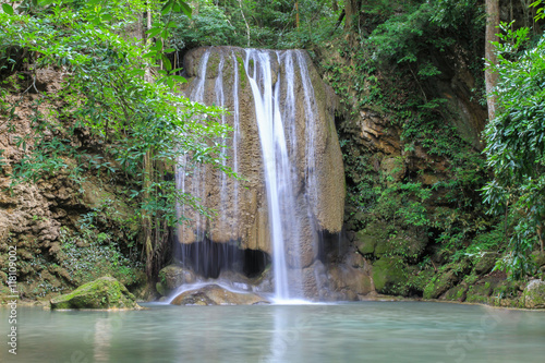 Green and clean waterfall   Erawan waterfall   Loacated Kanjanaburi Province   Thailand