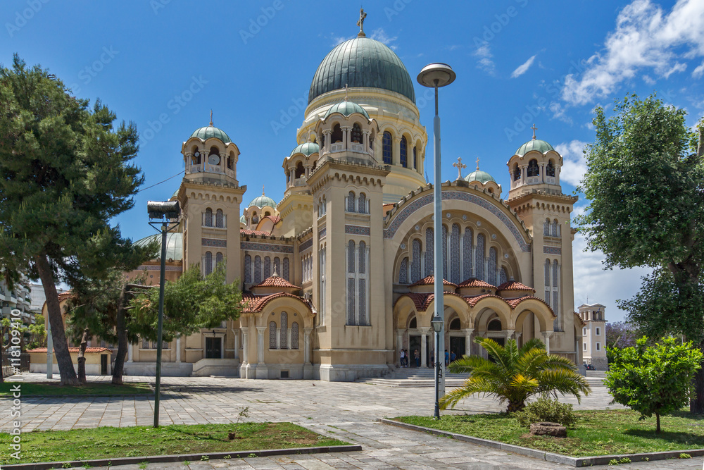 Panorama of Saint Andrew Church, the largest church in Greece, Patras, Peloponnese, Western Greece 
