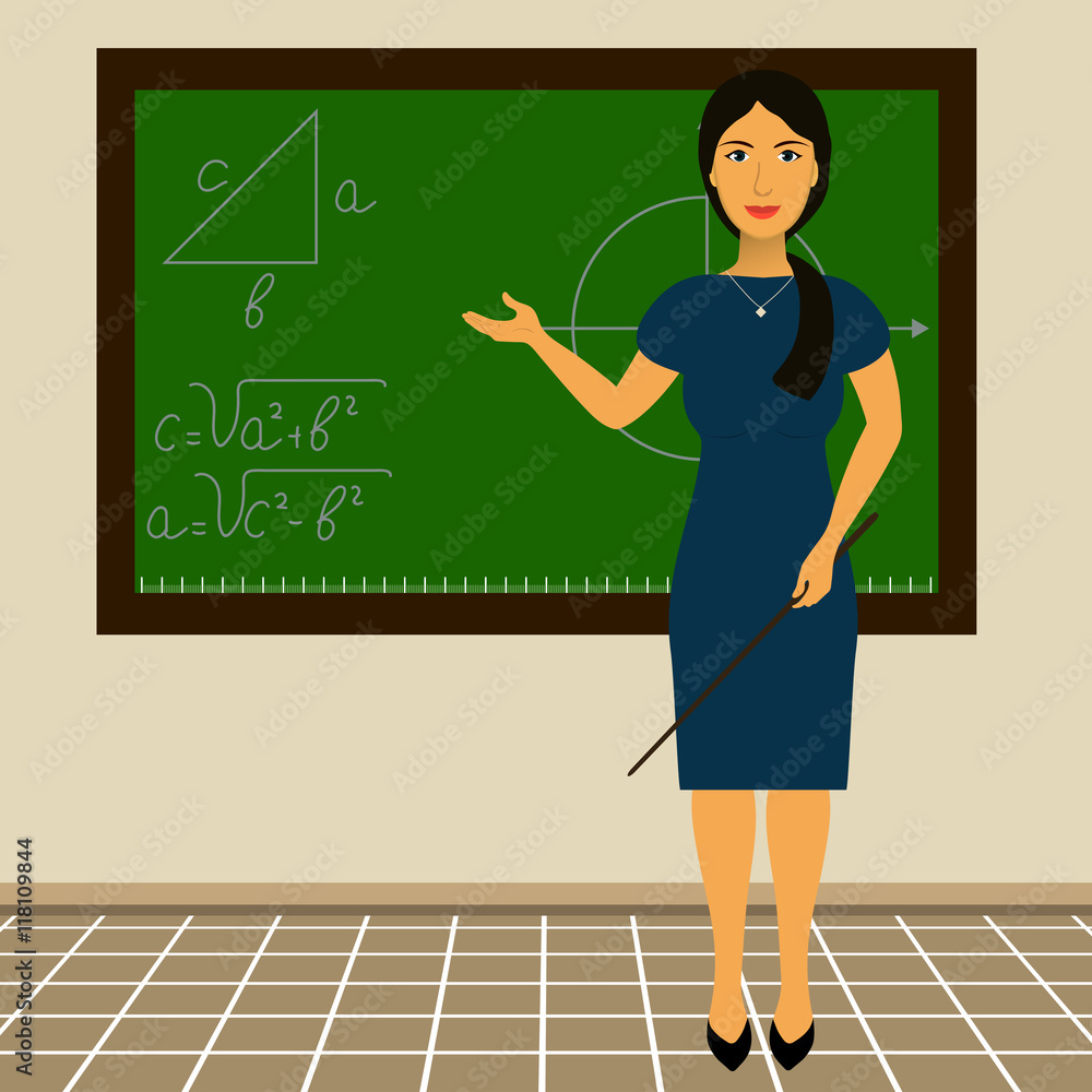 teacher standing at the blackboard with a pointer in his hand teacher standing at the blackboard with a pointer in his hand