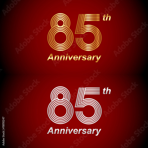 85 years anniversary Gold and Silvey Template logo photo