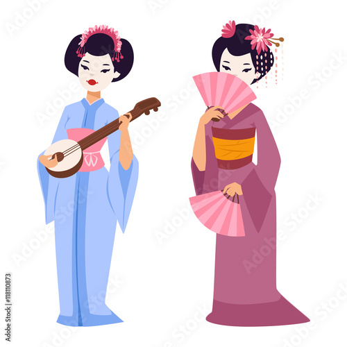 Vector japanese geisha girl