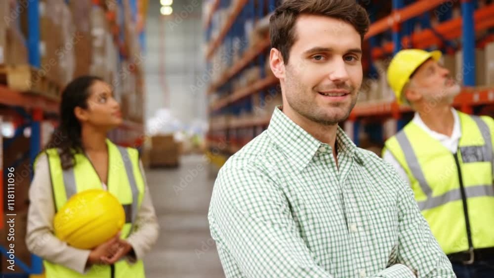 Warehouse workers working together Warehouse workers working together