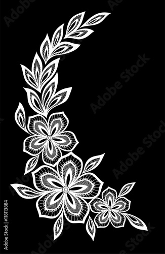 beautiful monochrome black and white flowers and leaves isolated.