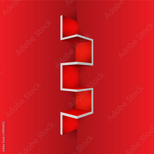 Empty Red shelf furniture Corner for living room
