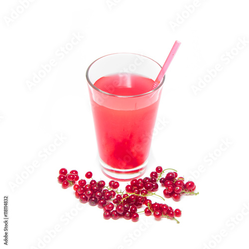 Wallpaper Mural Currant juice and red currants isolated on white background. Torontodigital.ca
