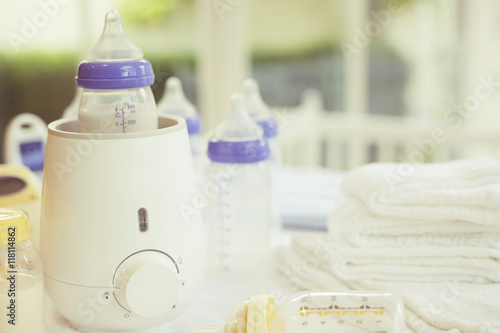Bottle and baby food warmer with Copy Space