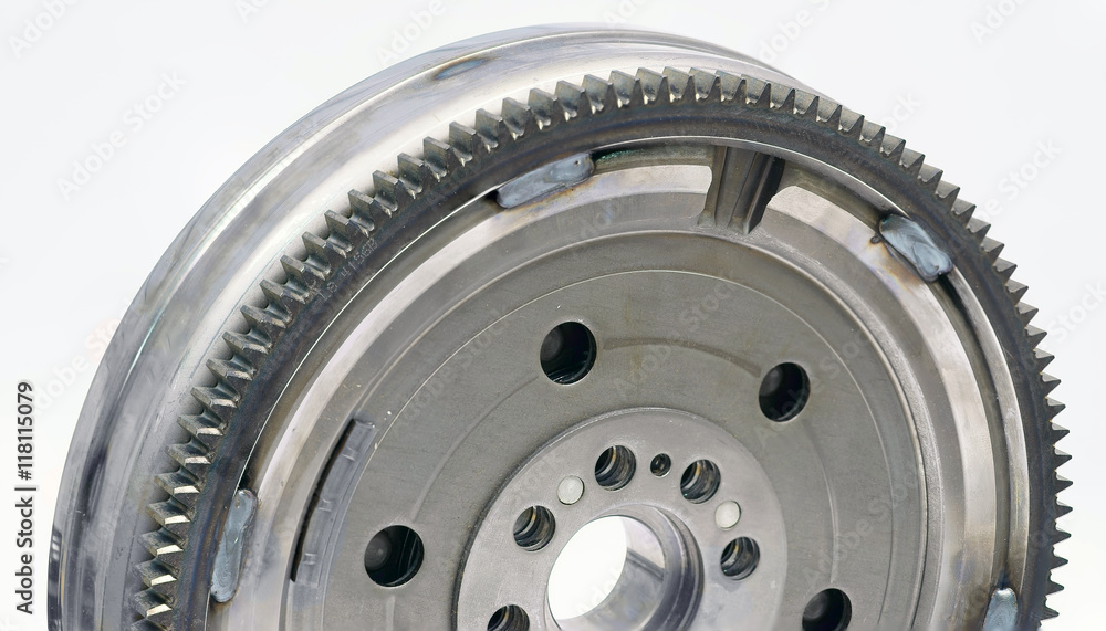 Obraz premium flywheel damper for automotive diesel engine on a white background. car parts