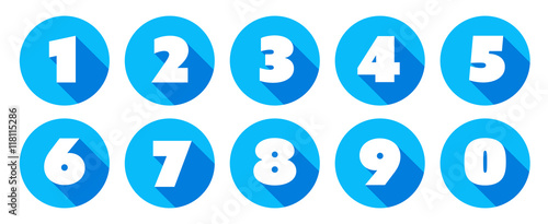 Numbers / blue circle Icons