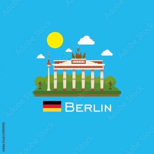 Skyline of city Berlin. Famous building in Berlin.