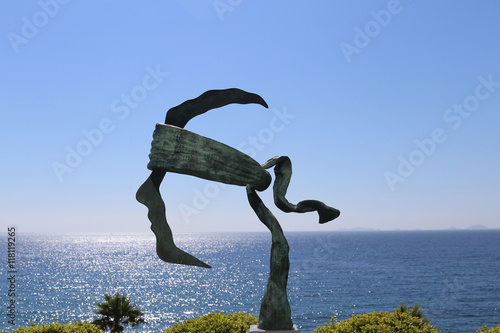 Coti-Chiavari, Corsica, France. The symbol of Corsica in a sculpture and a blue sky