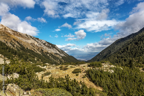 Beautiful bright contrasting mountain landscape with mountain to