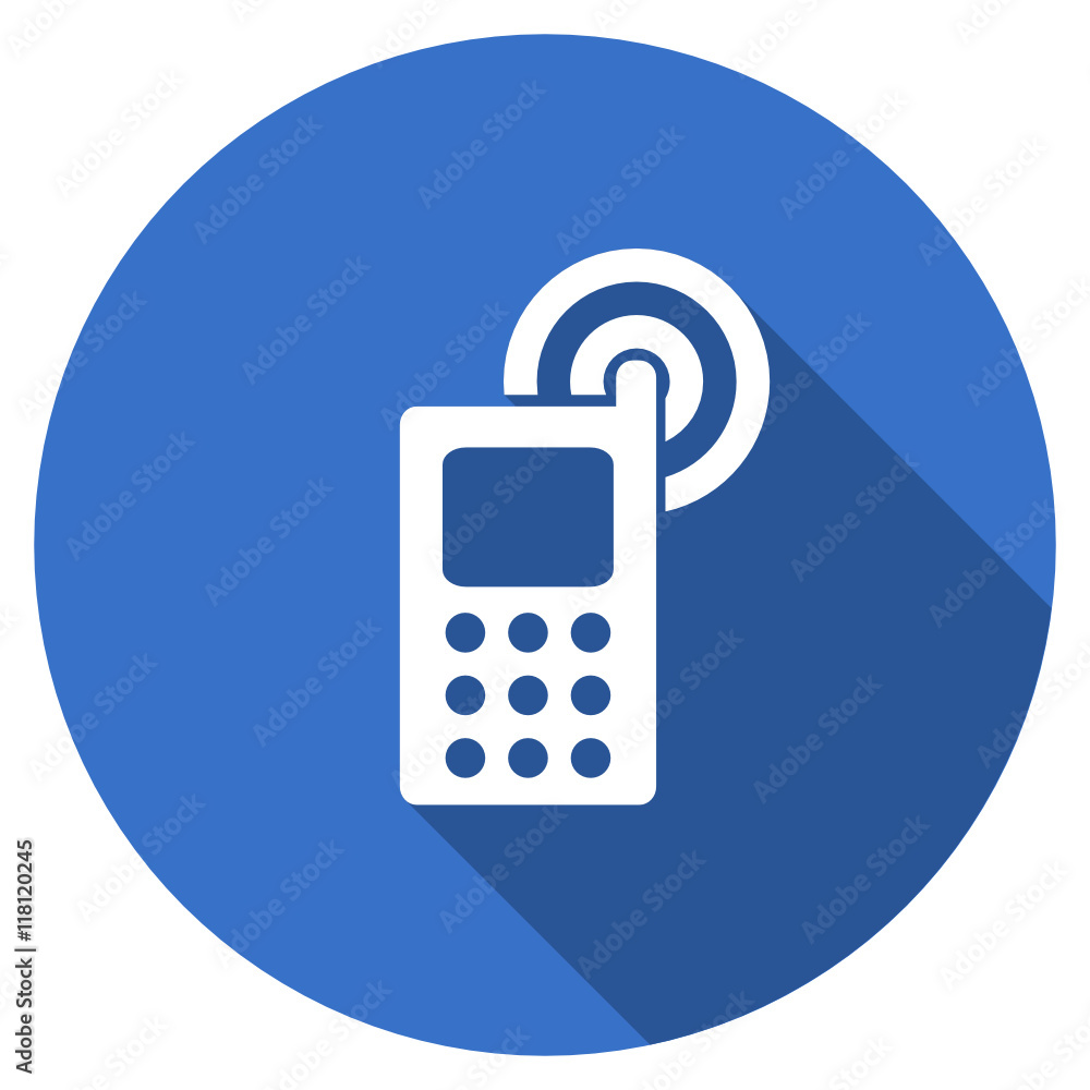 Blue flat design round web phone vector icon Blue flat design round web phone vector icon