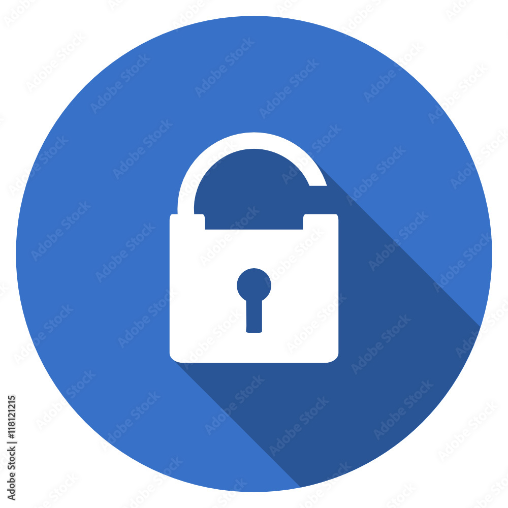 Flat design blue web padlock vector icon Flat design blue web padlock vector icon