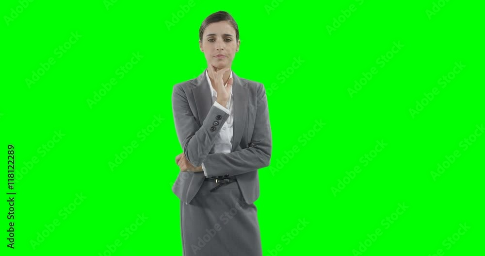 Businesswoman using a virtual touchscreen