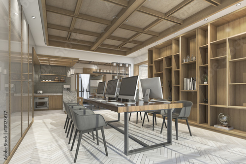 Wallpaper Mural 3d rendering wood chinese style office with nice texture Torontodigital.ca