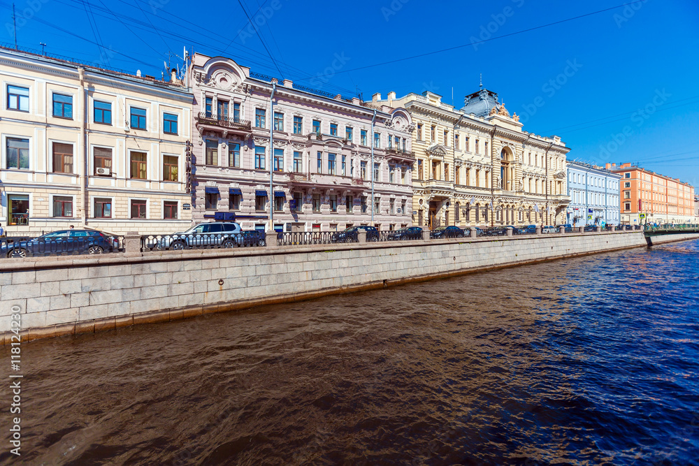 Typical vintage building along channels, Saint Petersburg