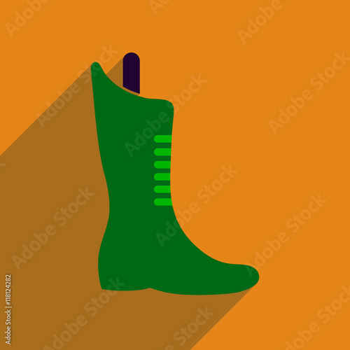 Flat icon with long shadow boots lacing