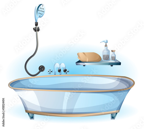 cartoon vector illustration interior bathtub object with separated layers