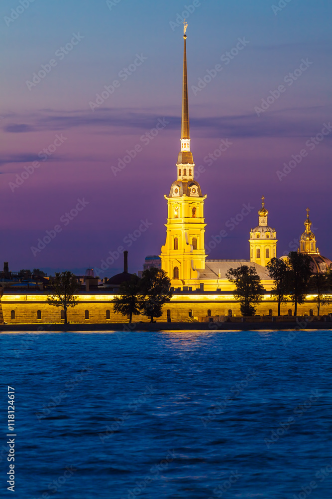Paul and Peter Cathedral at White Night, Saint Petersburgh