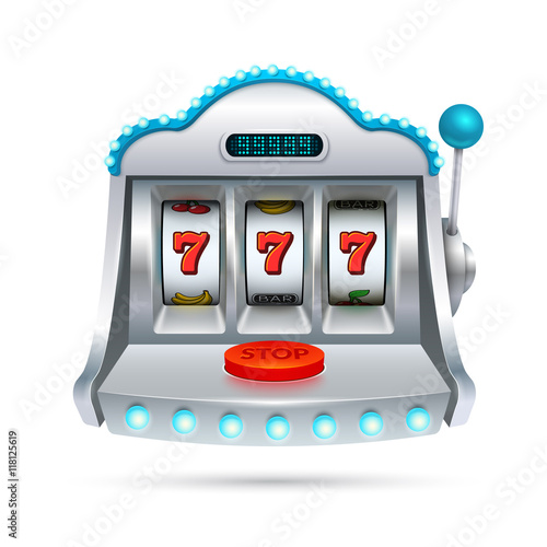 Slot machine illustration isolated on white background.