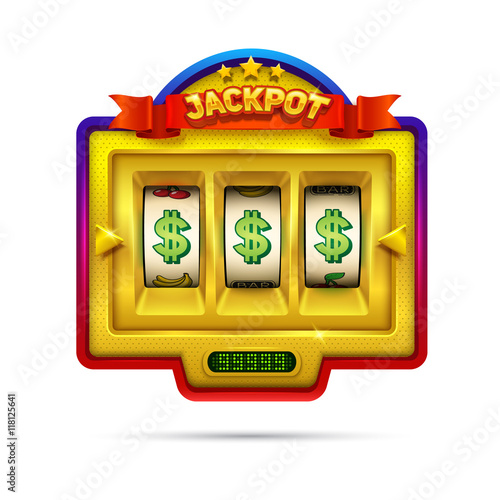 Slot machine illustration isolated on white background.