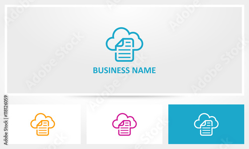 Paper Document File Cloud Hosting Logo