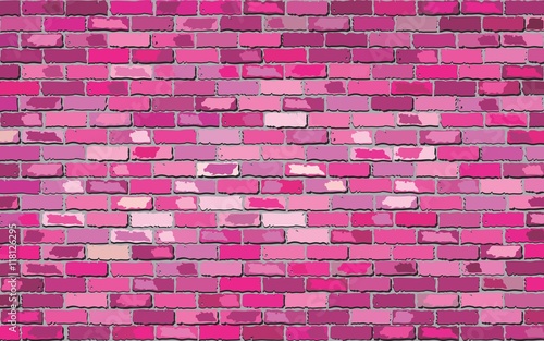 Pink brick wall - Illustration, 
Shades of pink brick wall vector, 
Seamless realistic Light And Dark pink colour brick wall, 
Abstract grunge vector illustration